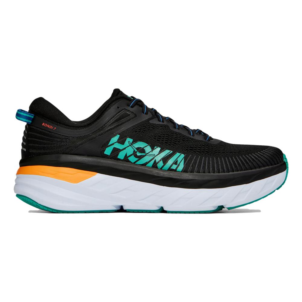 Men's Hoka One One Bondi 7, Black/Atlantis, 11.5 D Medium