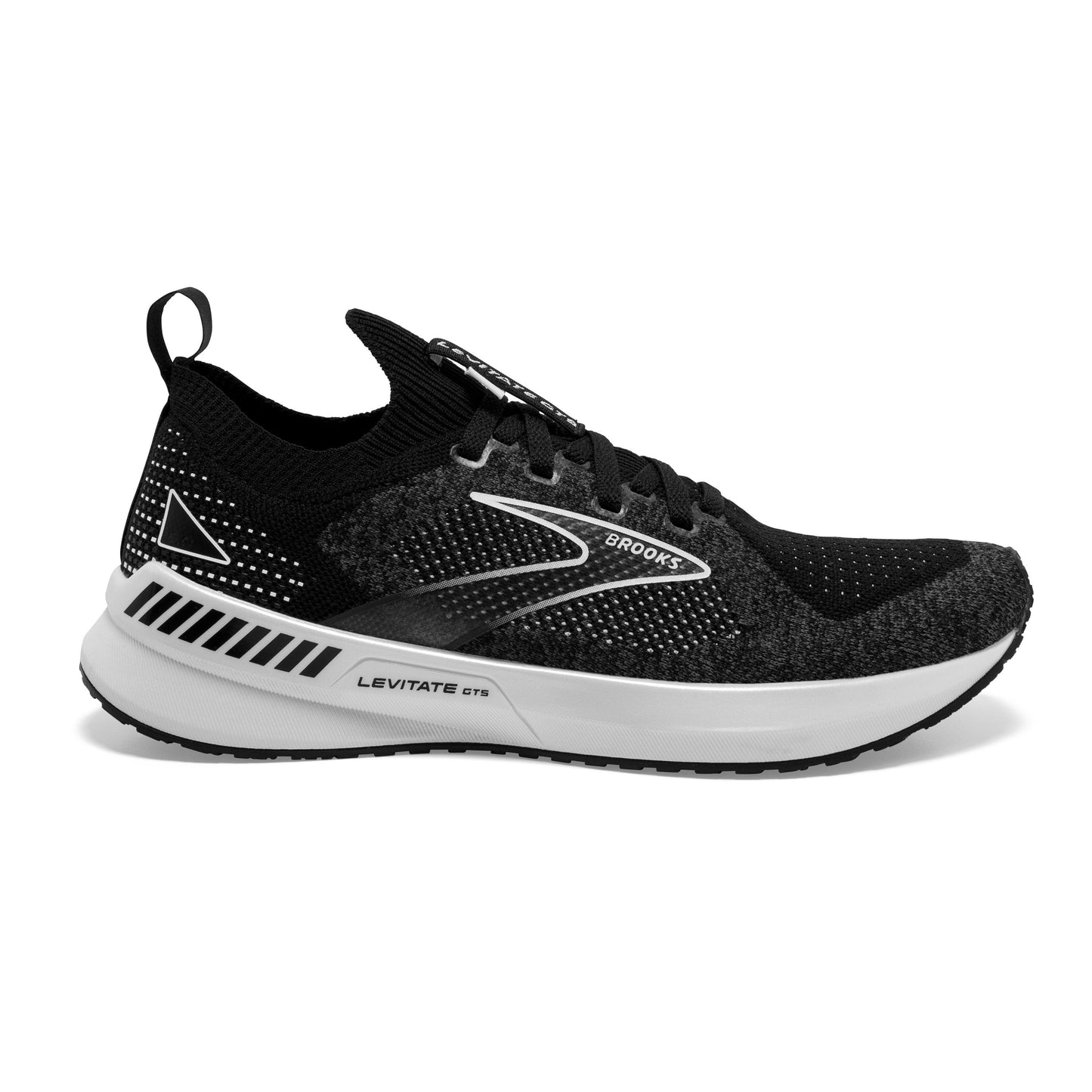 Women's Brooks Levitate Stealthfit GTS 5, Black/Grey/White, 11 B Medium