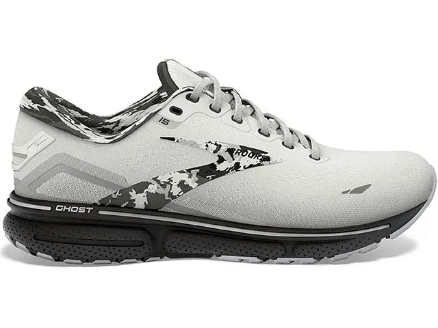 Women's Brooks Ghost 15, White/Ebony/Oyster, 11 B Medium