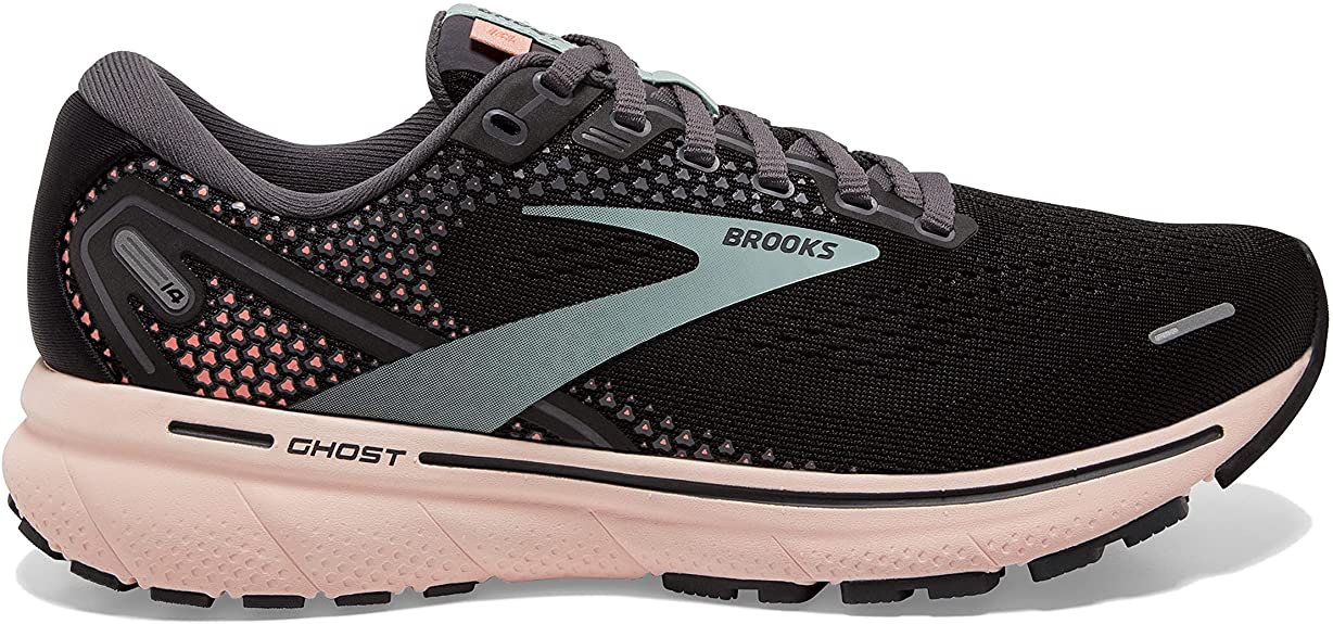 Women's Brooks Ghost 14, Black/Pearl/Peach, 10 Medium