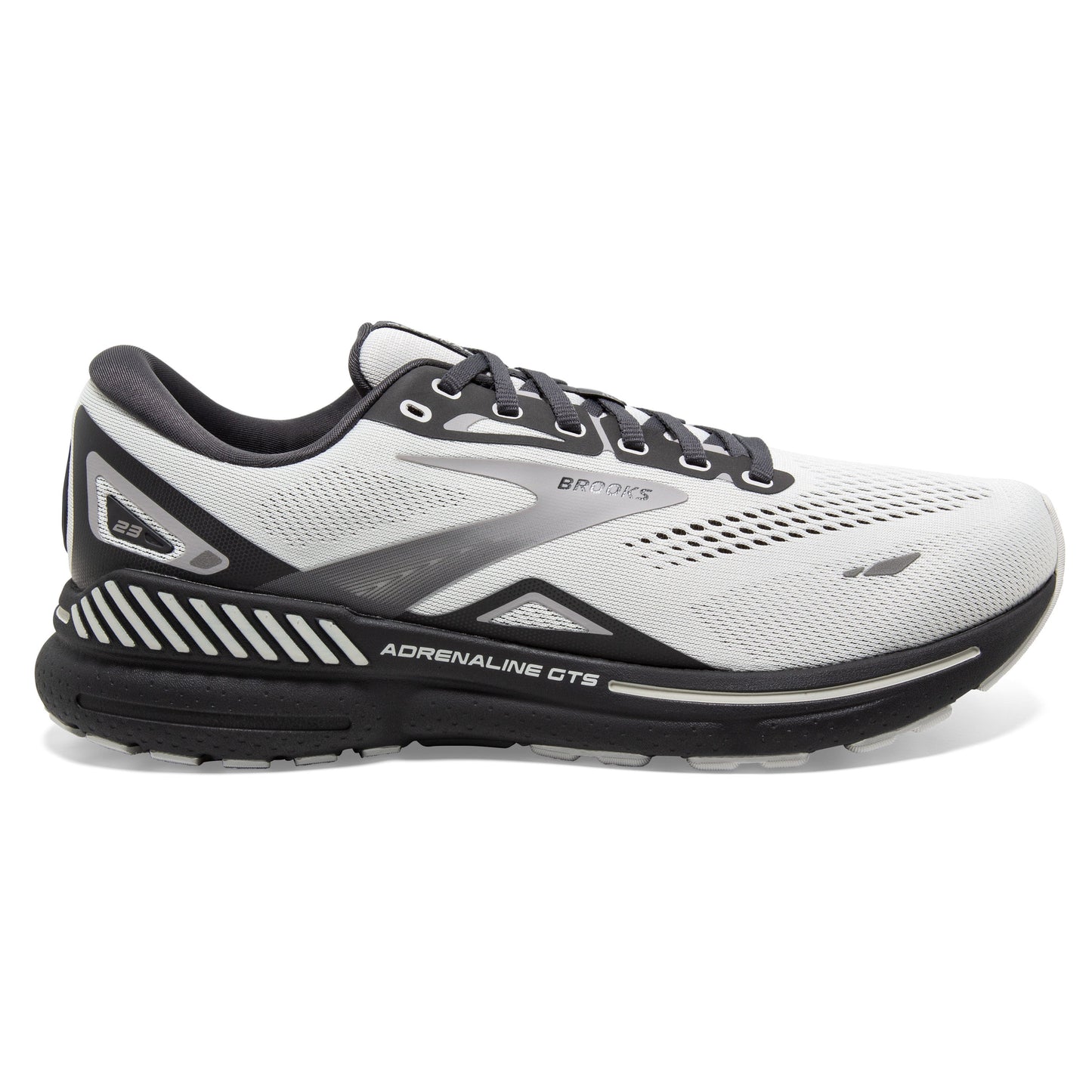 Men's Brooks Adrenaline GTS 23, Oyster/Ebony/Alloy, 7.5 4E Extra Wide