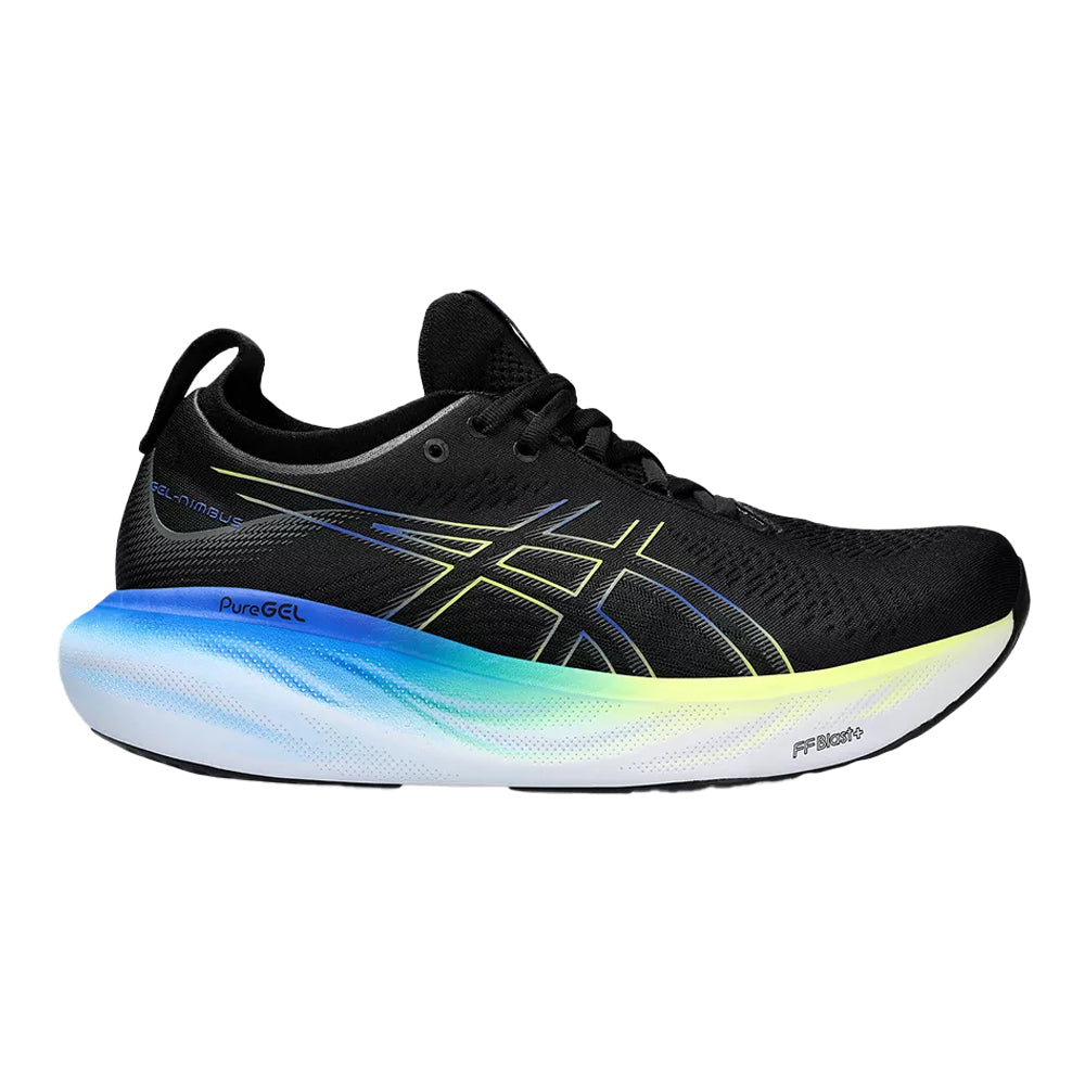 Men's Asics Gel-Nimbus 25, Black/Glow Yellow, 12 4E Extra Wide