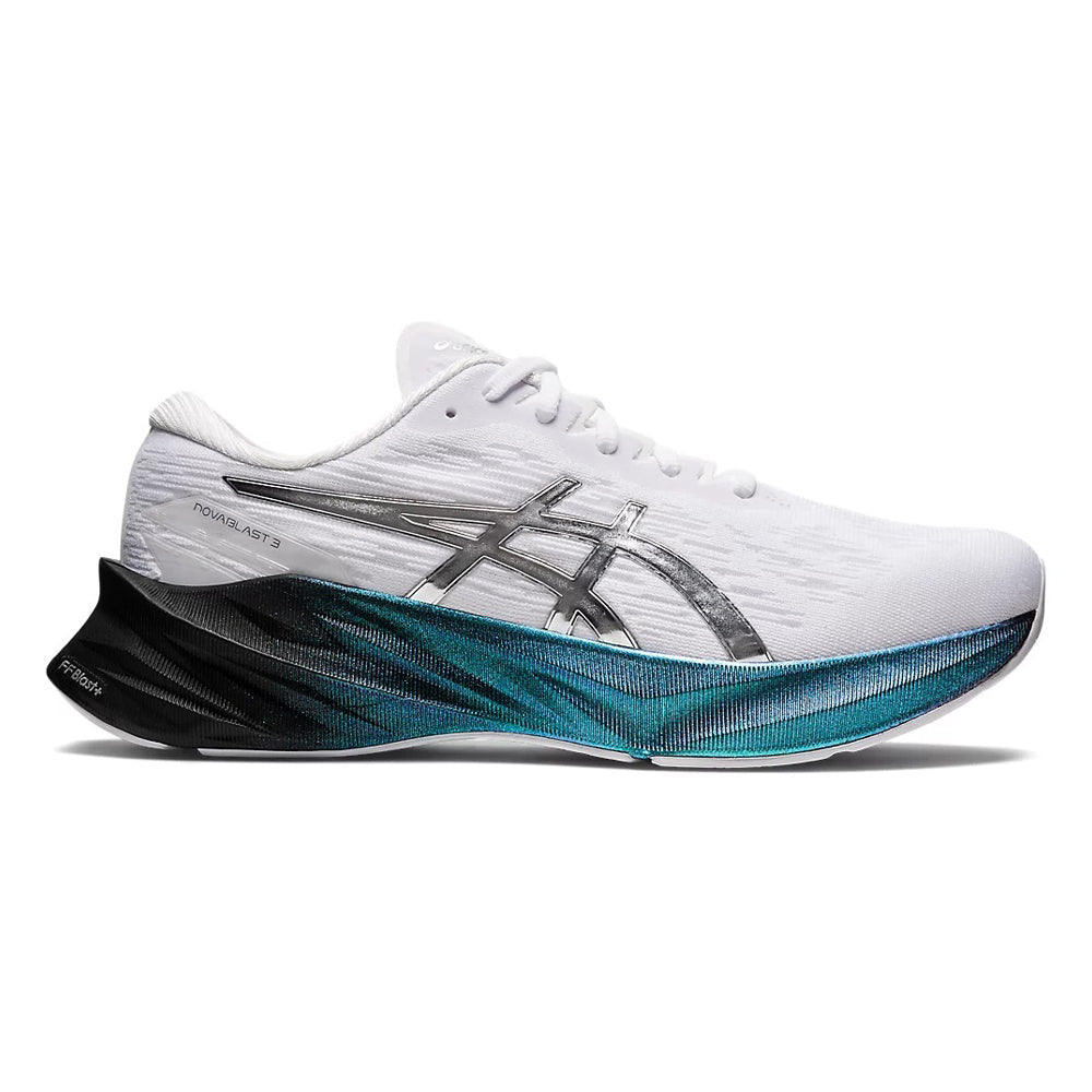 Men's Asics Novablast 3 Platinum, White/Pure Silver, 9 D Medium