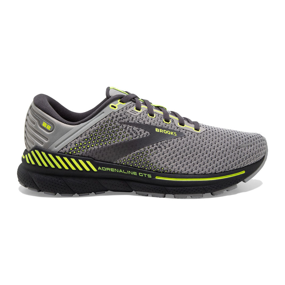 Men's Brooks Adrenaline GTS 22, Grey/Pearl/Nightlife, 10 D Medium
