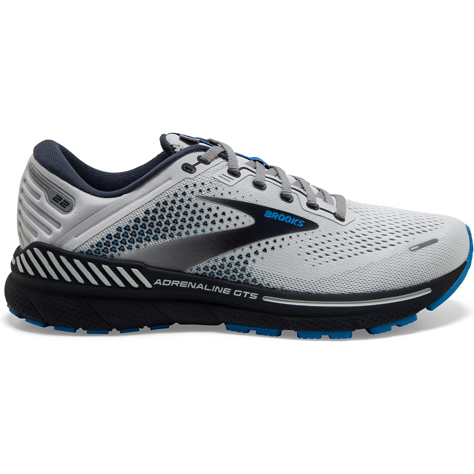 Men's Brooks Adrenaline GTS 22, Oyster/India Ink/Blue, 9 D Medium
