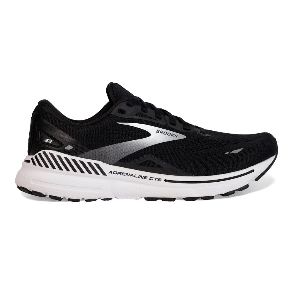 Men's Brooks Adrenaline GTS 23, Black/White/Silver, 7 D Medium
