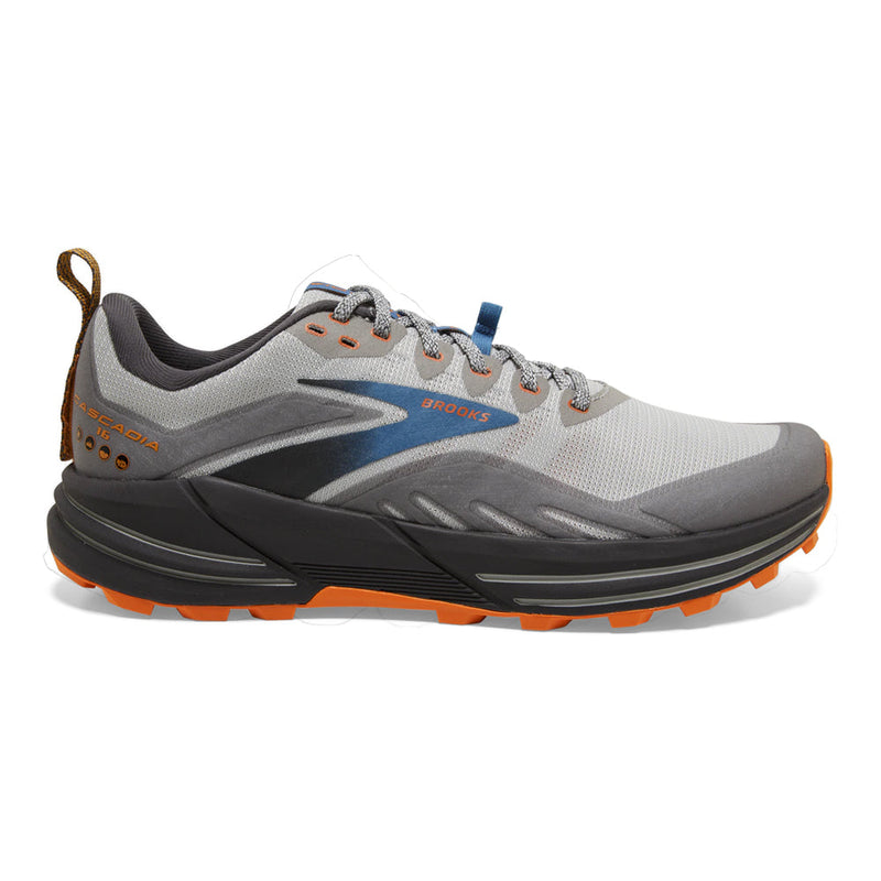 Men's Brooks Cascadia 16, Oyster Mushroom/Alloy/Orange, 12 D Medium