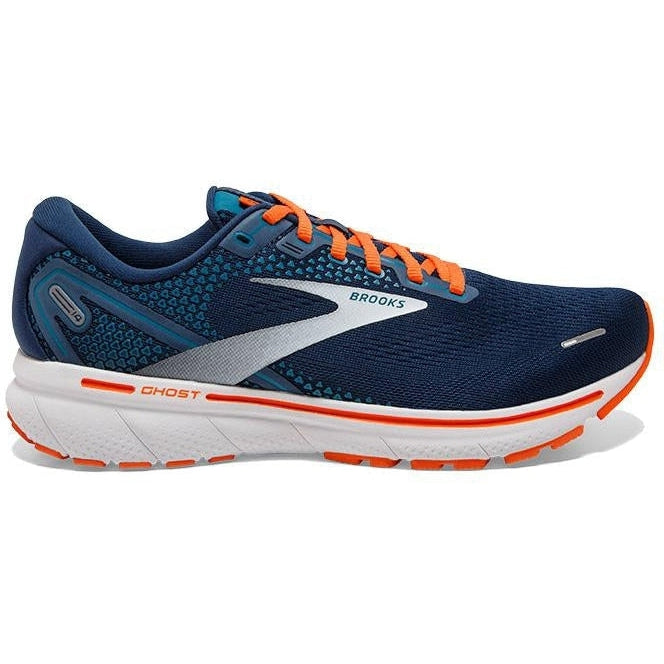 Men's Brooks Ghost 14, Titan/Teal/Flame, 10 D Medium