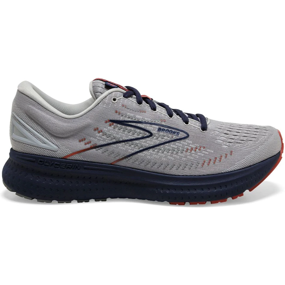 Men's Brooks Glycerin 19, Grey/Alloy/Peacoat, 8.5 D Medium