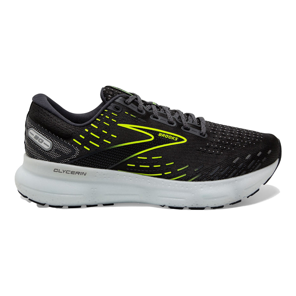 Men's Brooks Glycerin 20, Ebony/White/Nightlife, 9.5 D Medium