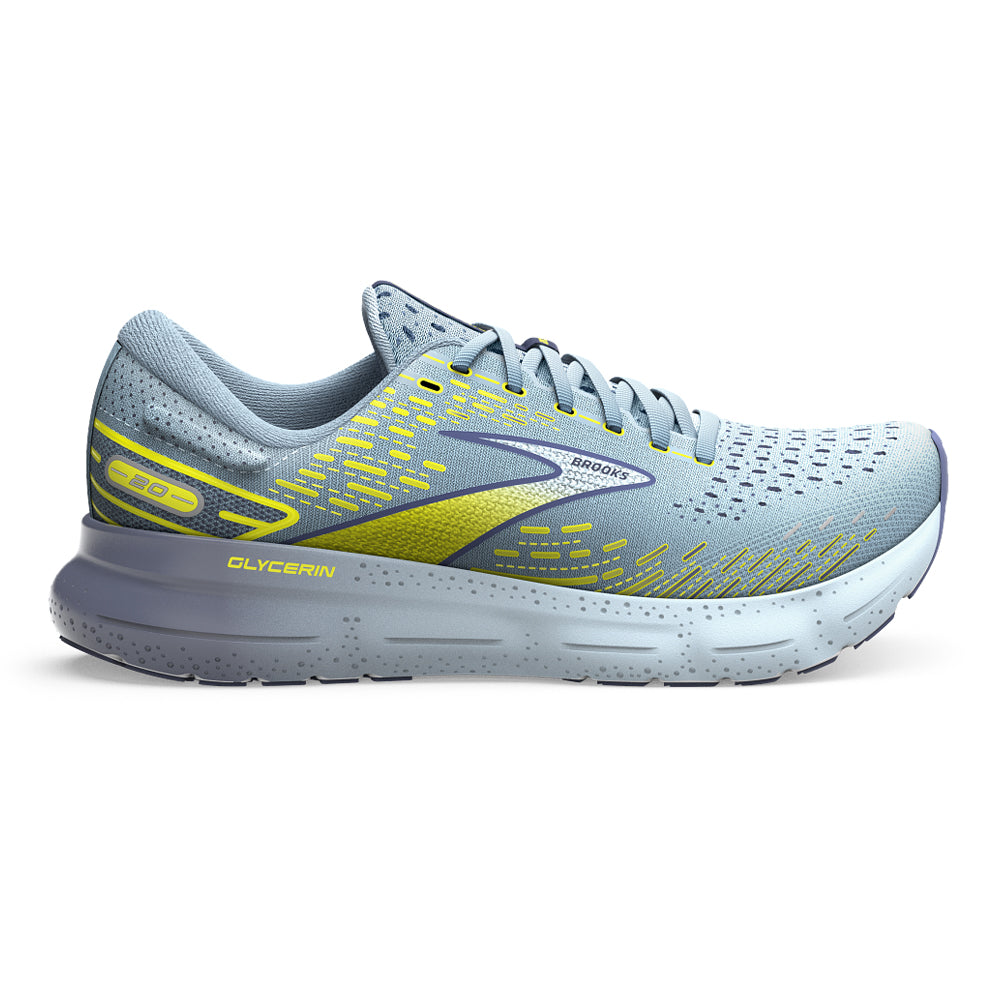Men's Brooks Glycerin 20, Blue/Crown Blue/Sulphur, 10 D Medium