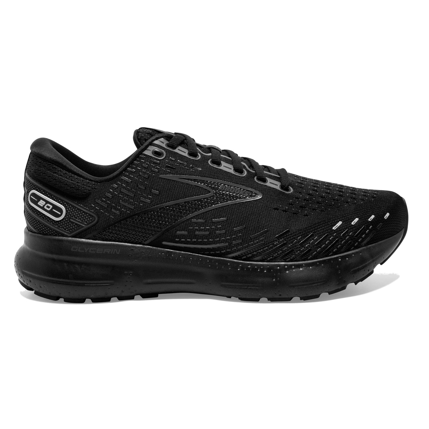 Men's Brooks Glycerin 20, Black/Black/Ebony, 7 D Medium