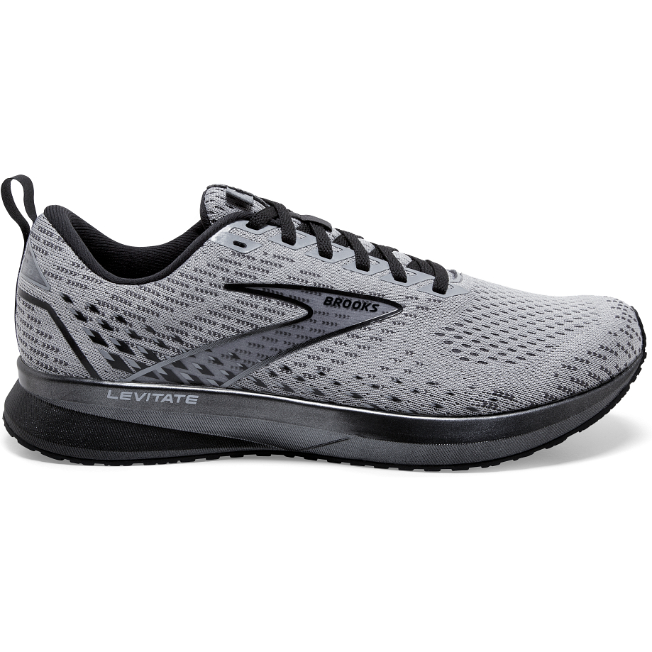 Men's Brooks Levitate 5, Grey/Blackened Pearl/Black, 12 D Medium
