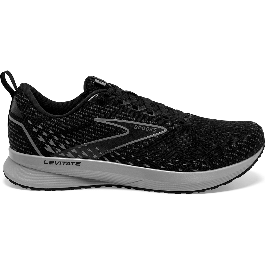 Men's Brooks Levitate 5, Black/Ebony/Grey, 10 D Medium