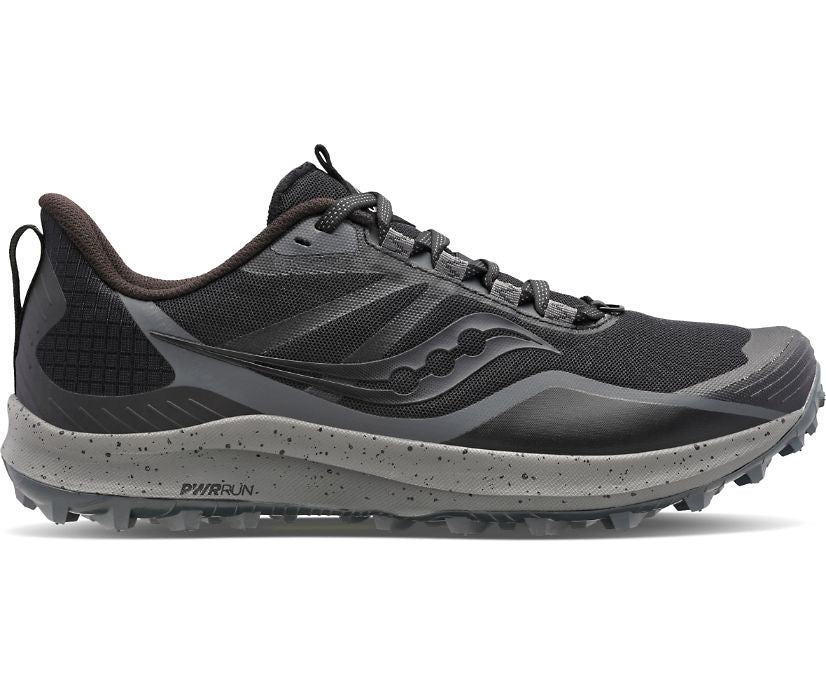 Women's Saucony Peregrine 12, Black/Charcoal, 9 D Wide