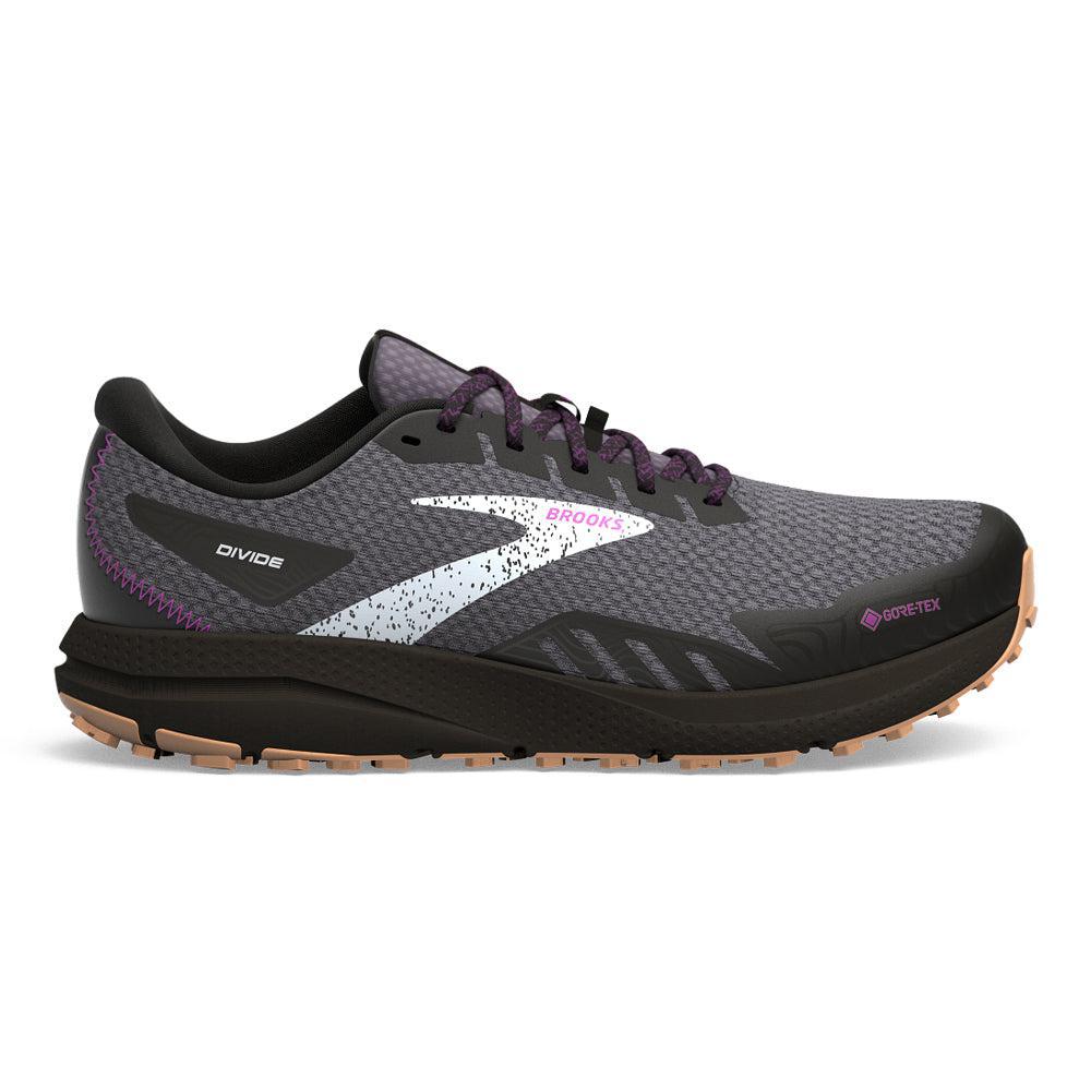 Women's Brooks Divide 4 GTX, Black/Blackened Pearl/Purple, 7 B Medium