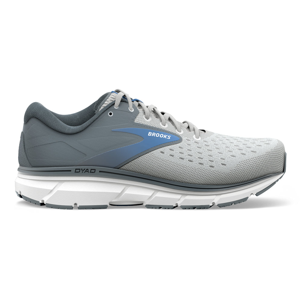 Women's Brooks Dyad 11, Grey/White/Blue, 8.5 2E Extra Wide