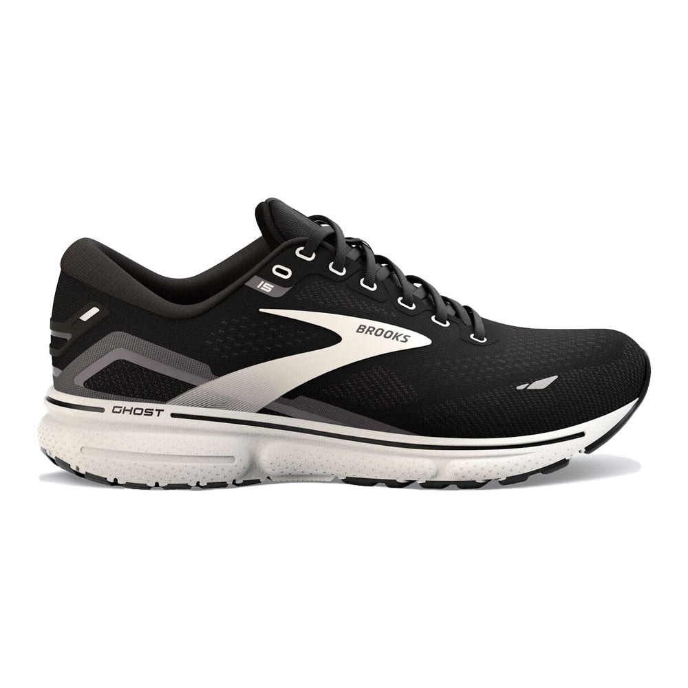Women's Brooks Ghost 15, Black/Blackened Pearl/White, 9.5 B Medium