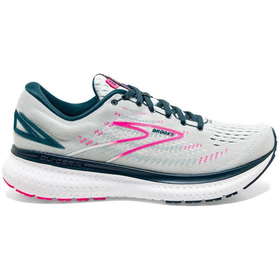 Women's Brooks Glycerin 19, Ice Flow/Navy/Pink, 6 D Wide