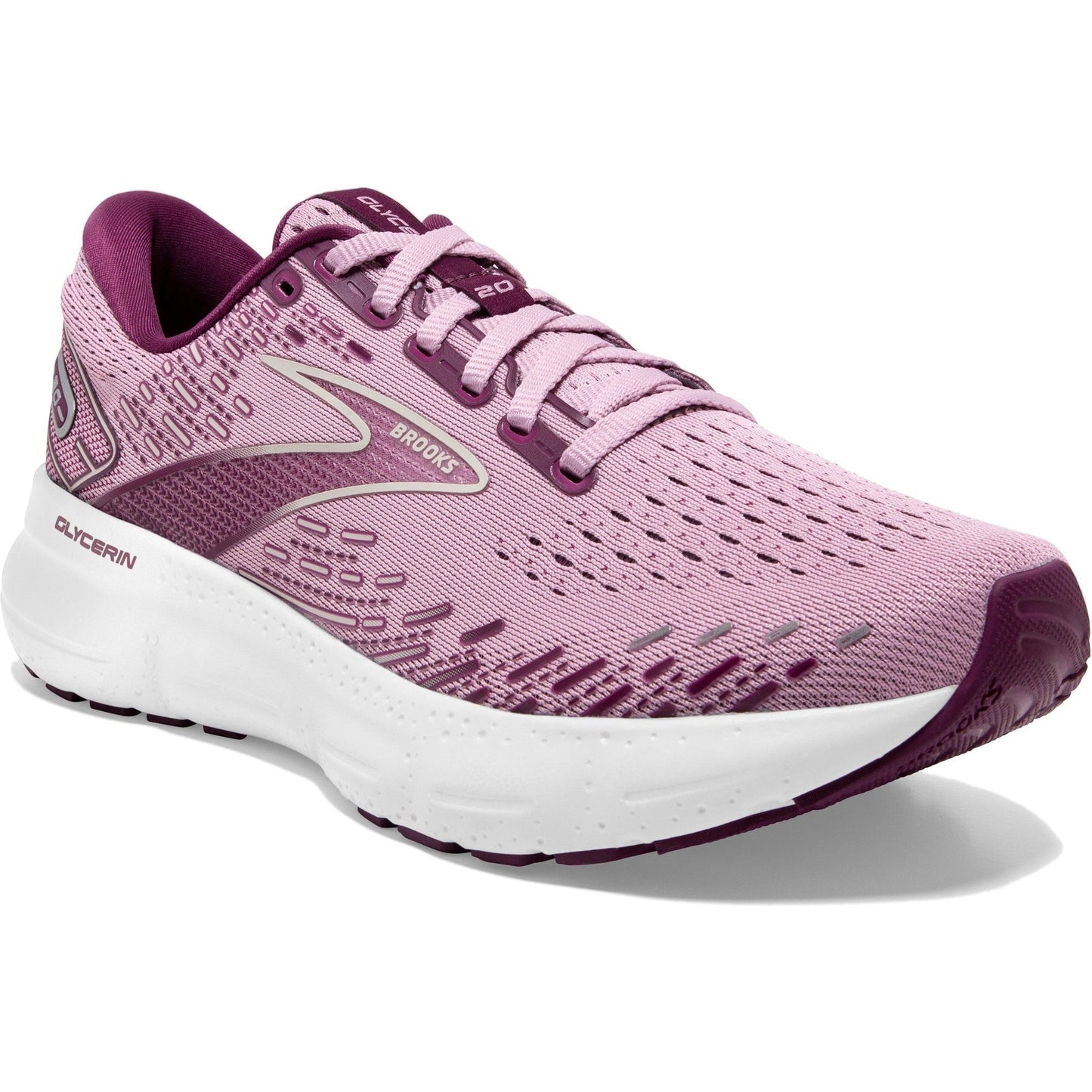 Women's Brooks Glycerin 20, Mauve/Grape Wine/Grey, 10 B Medium