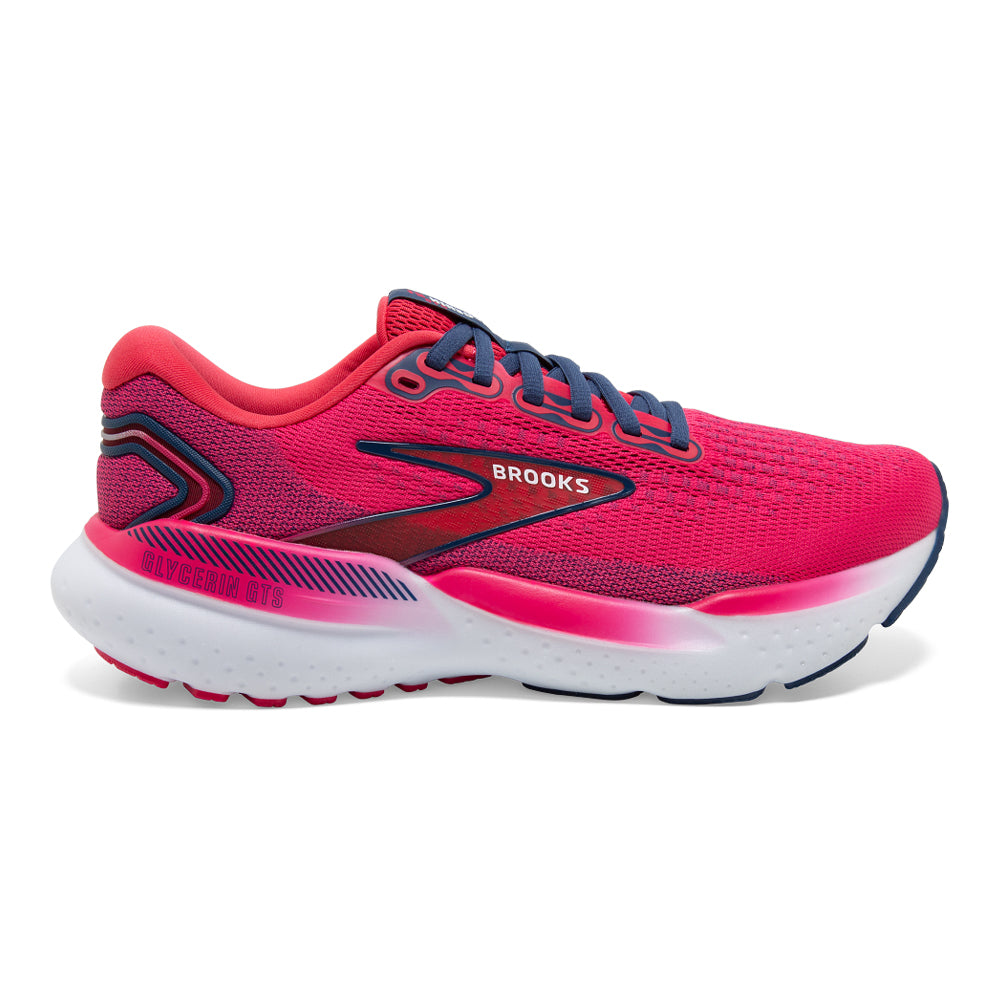 Women's Brooks Glycerin GTS 21, Raspberry/Estate Blue, 8 B Medium