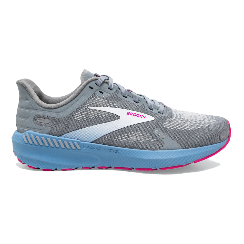 Women's Brooks Launch GTS 9, Grey/Blue/Pink, 8 B Medium