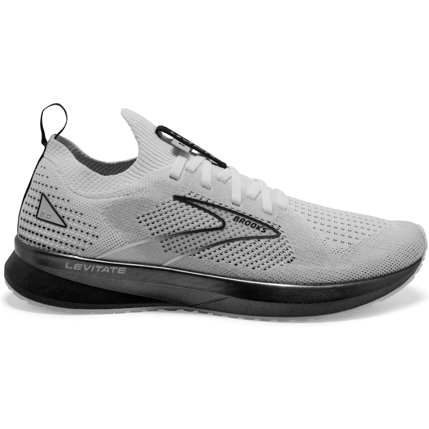 Women's Brooks Levitate Stealthfit 5, White/Grey/Black, 7.5 B Medium