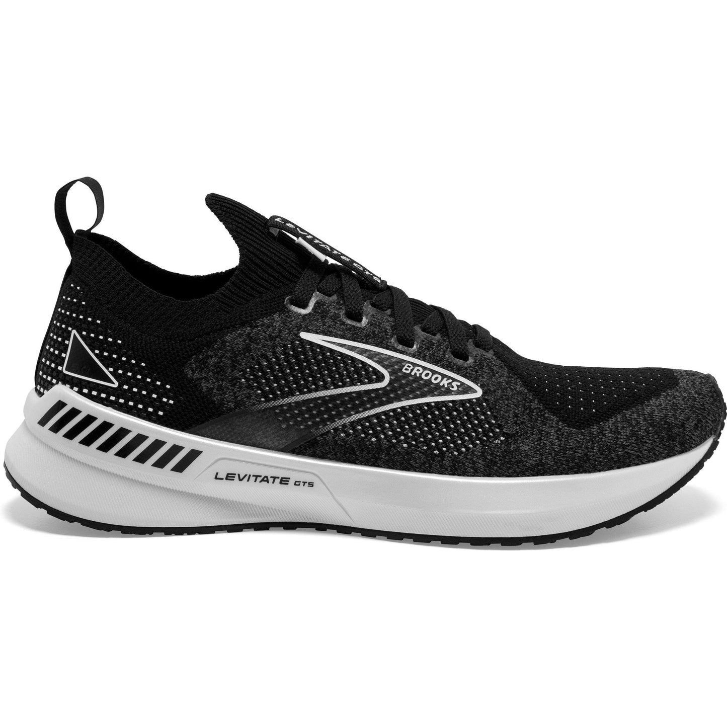 Women's Brooks Levitate Stealthfit GTS 5, Black/Grey/White, 10.5 B Medium