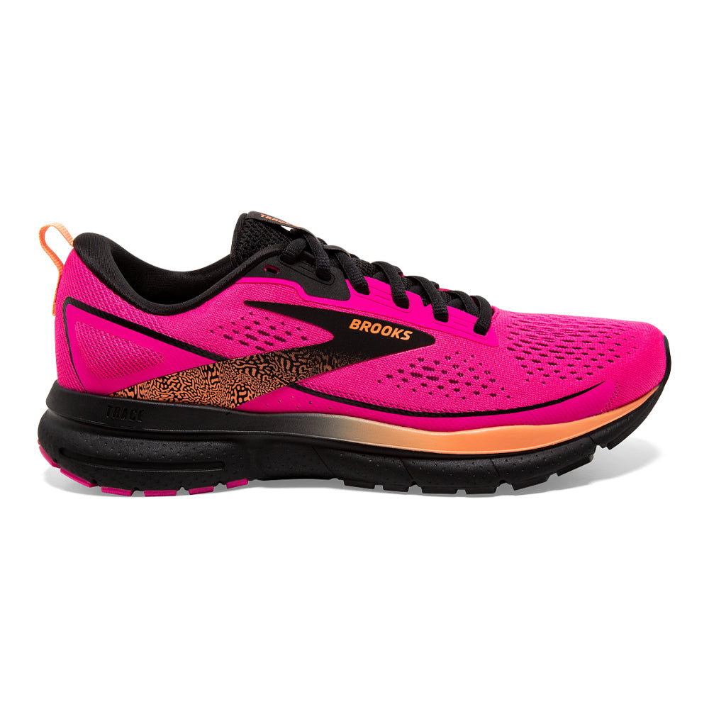 Women's Brooks Trace 3, Pink Glo/Black/Orange, 6.5 B Medium