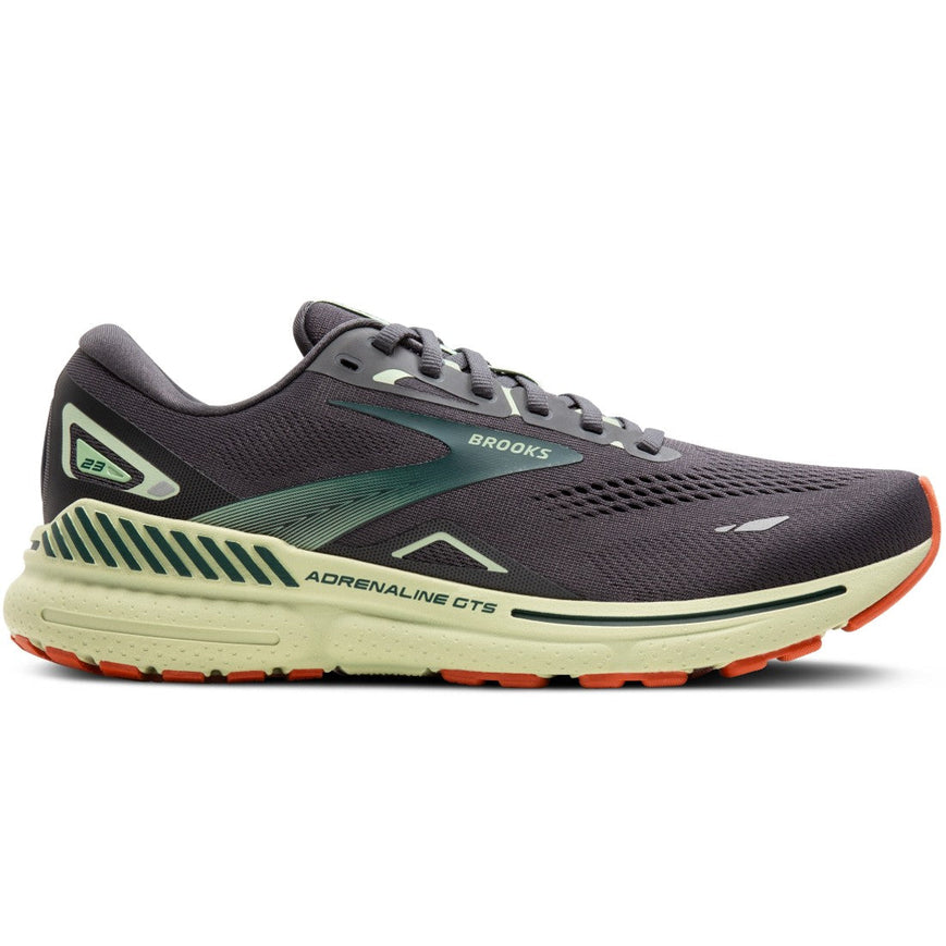 Men's Brooks Adrenaline GTS 23, Ebony/Smoke Green/Clay, 9.5 D Medium