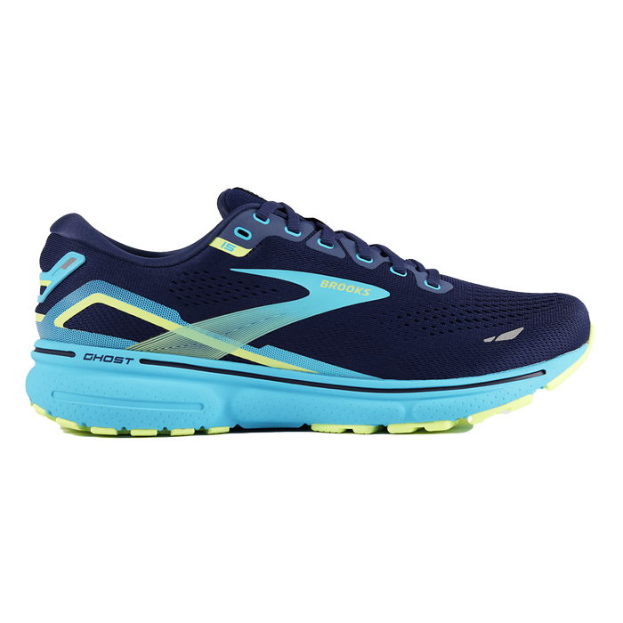 Men's Brooks Ghost 15, Navy/Blue/Green, 12 D Medium