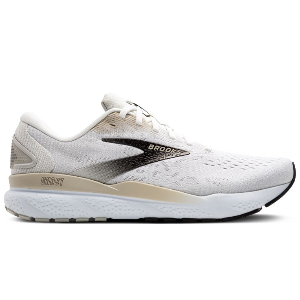 Men's Brooks Ghost 16, White/Pelican/Oyster, 12 D Medium