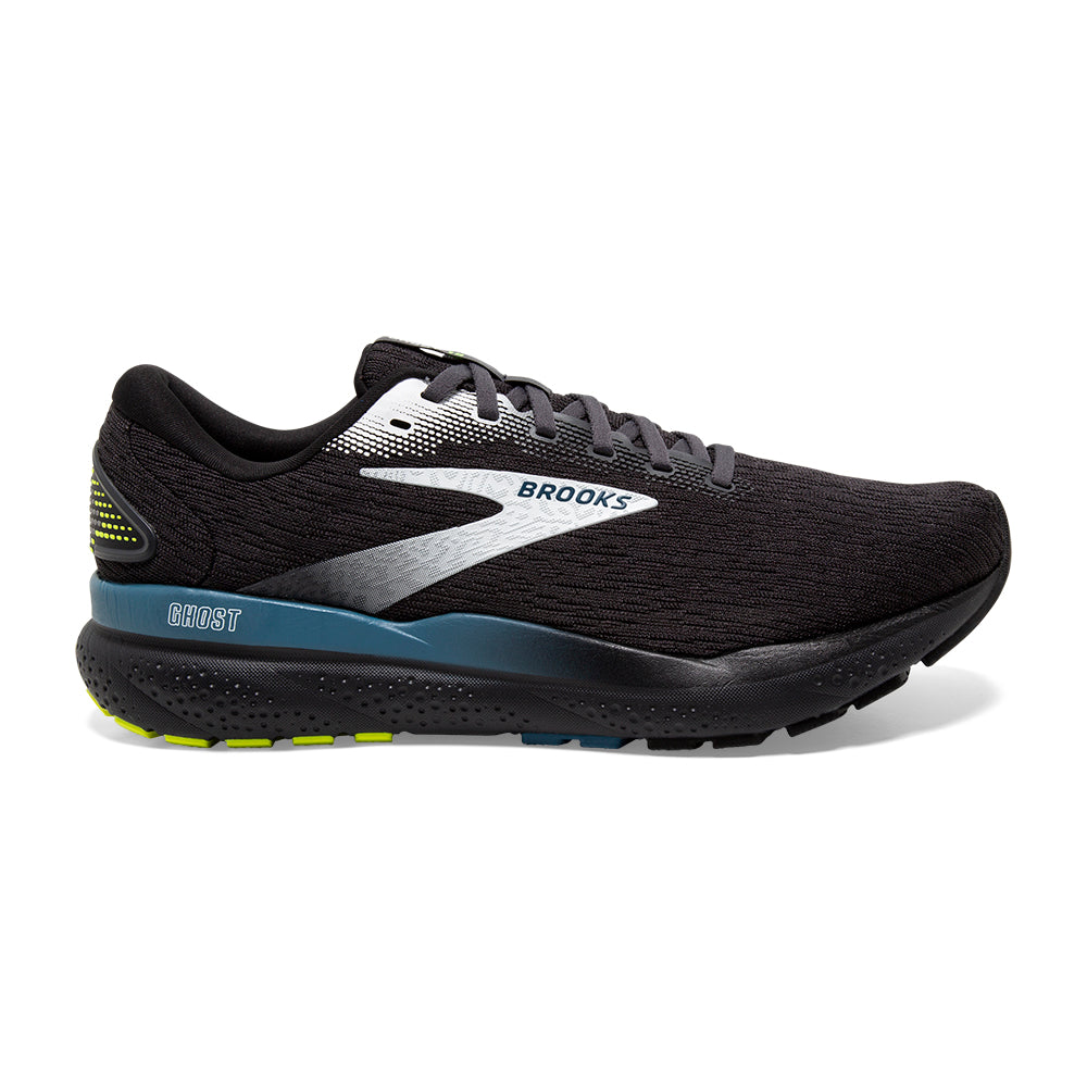 Men's Brooks Ghost 16, Black/Ebony/Blue, 9.5 D Medium