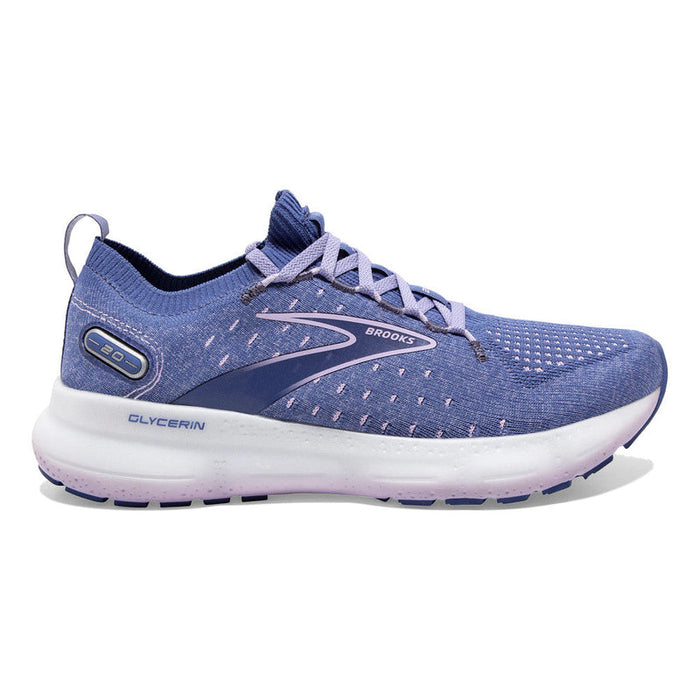 Women's Brooks Glycerin StealthFit 20, Blue/Pastel Lilac/White, 10.5 B Medium