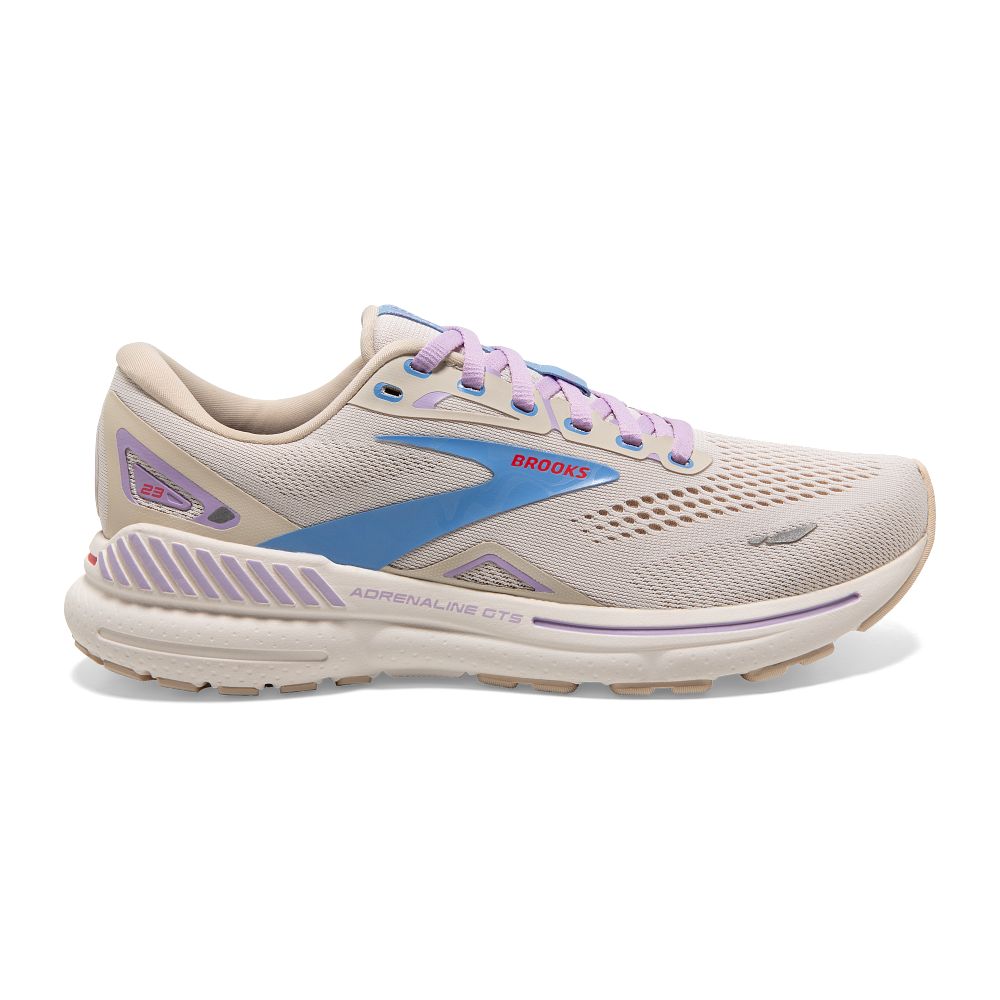 Women's Brooks Adrenaline GTS 23, Parchment/White/Vista, 7 B Medium