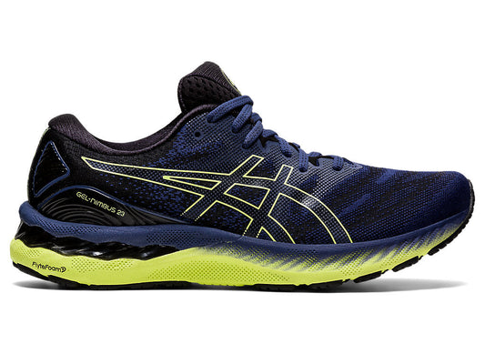 Men's Asics Gel-Nimbus 23, Thunder Blue/Glow Yellow, 9.5 D Medium