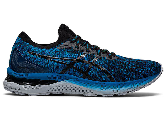 Men's Asics Gel-Nimbus 23 Knit, Reborn Blue/Black/Knit, 9 D Medium