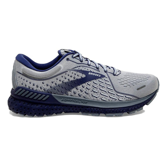 Men's Brooks Adrenaline GTS 21, Grey/Tradewinds/Deep Cobalt, 10.5 2E Wide