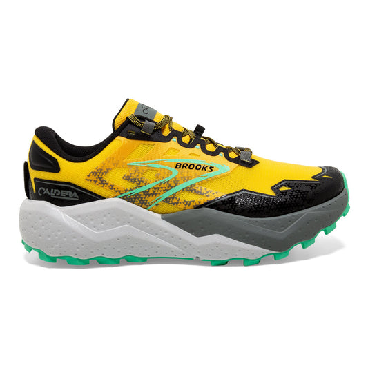 Men's Brooks Caldera 7, Lemon Chrome/Black/Springbud, 9.5 D Medium