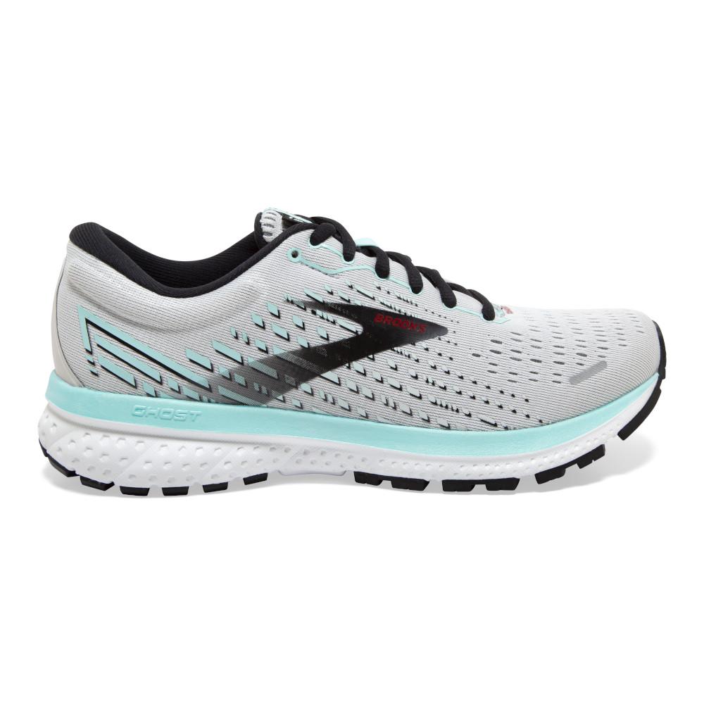 Women's Brooks Ghost 13, Grey/Aqua, 10 B Medium