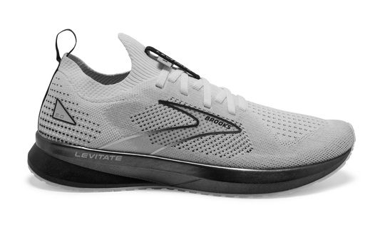 Women's Brooks Levitate Stealthfit 5, White/Grey/Black, 6 B Medium