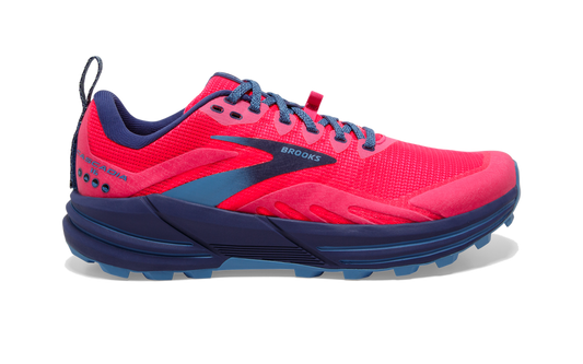 Women's Brooks Cascadia 16, Pink/Flambe/Cobalt, 11 B Medium
