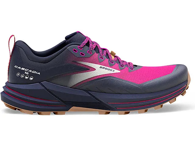 Women's Brooks Cascadia 16, Peacoat/Pink/Biscuit, 11.5 B Medium