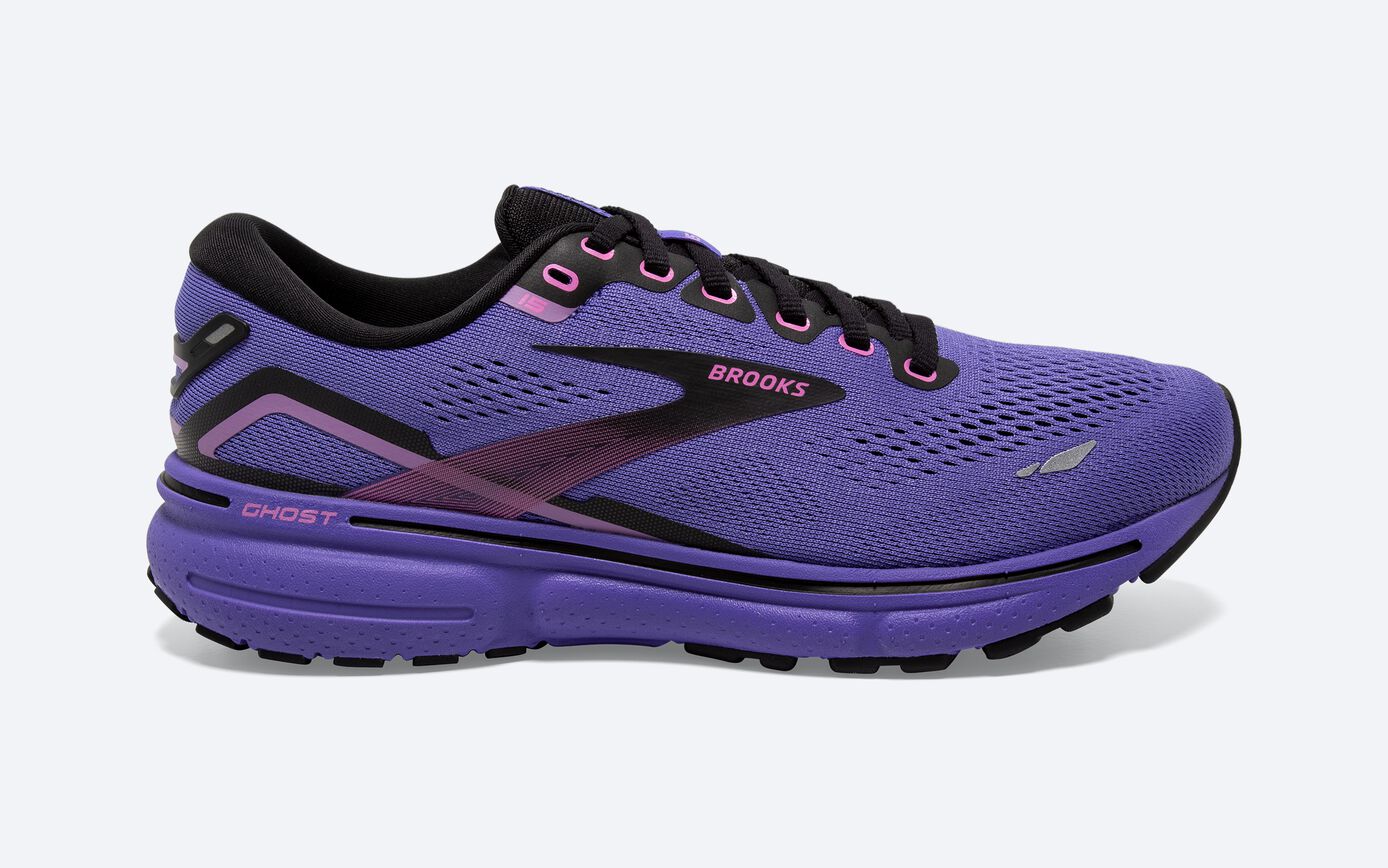 Women's Brooks Ghost 15, Purple/Pink/Black, 8 B Medium