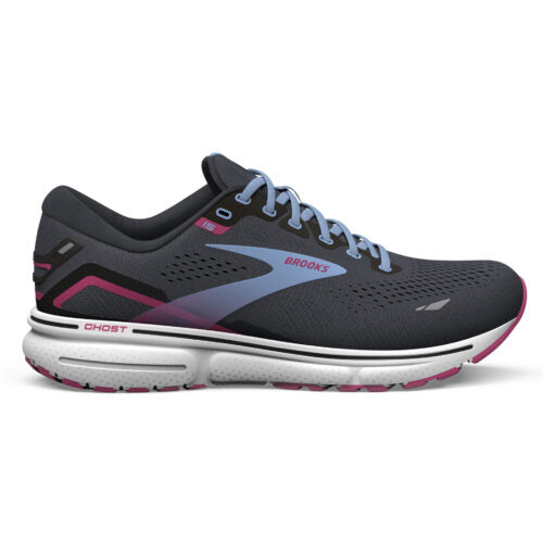 Women's Brooks Ghost 15, Ebony/Open Air/Lilac Rose, 7.5 B Medium