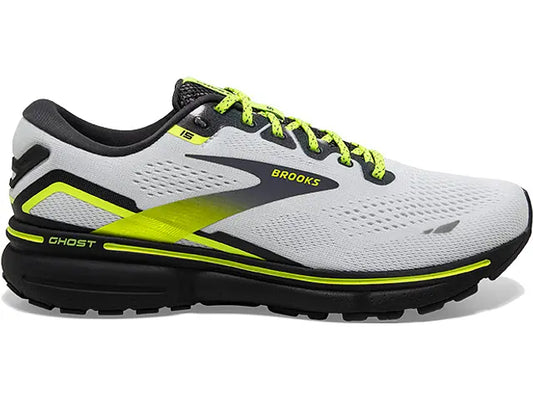 Women's Brooks Ghost 15, White/Ebony/Nightlife, 8 B Medium