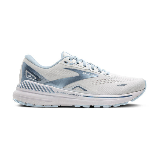 Women's Brooks Adrenaline GTS 23, White/Illusion Blue, 8 B Medium