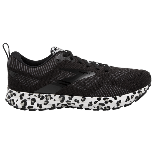 Women's Brooks Revel 5, Black/White/Silver, 9 B Medium