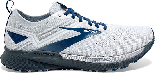 Men's Brooks Ricochet 3, White/Grey/Blue, 11 D Medium