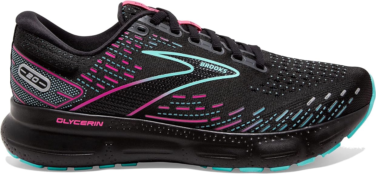 Women's Brooks Glycerin 20, Black/Blue Light/Pink, 10.5 B Medium